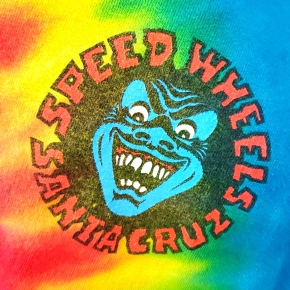 Y2K Santa Cruz Skateboards Speed Wheels Screaming Hand Vibrant Tie-Dye Mens Sm - Picture 3 of 16